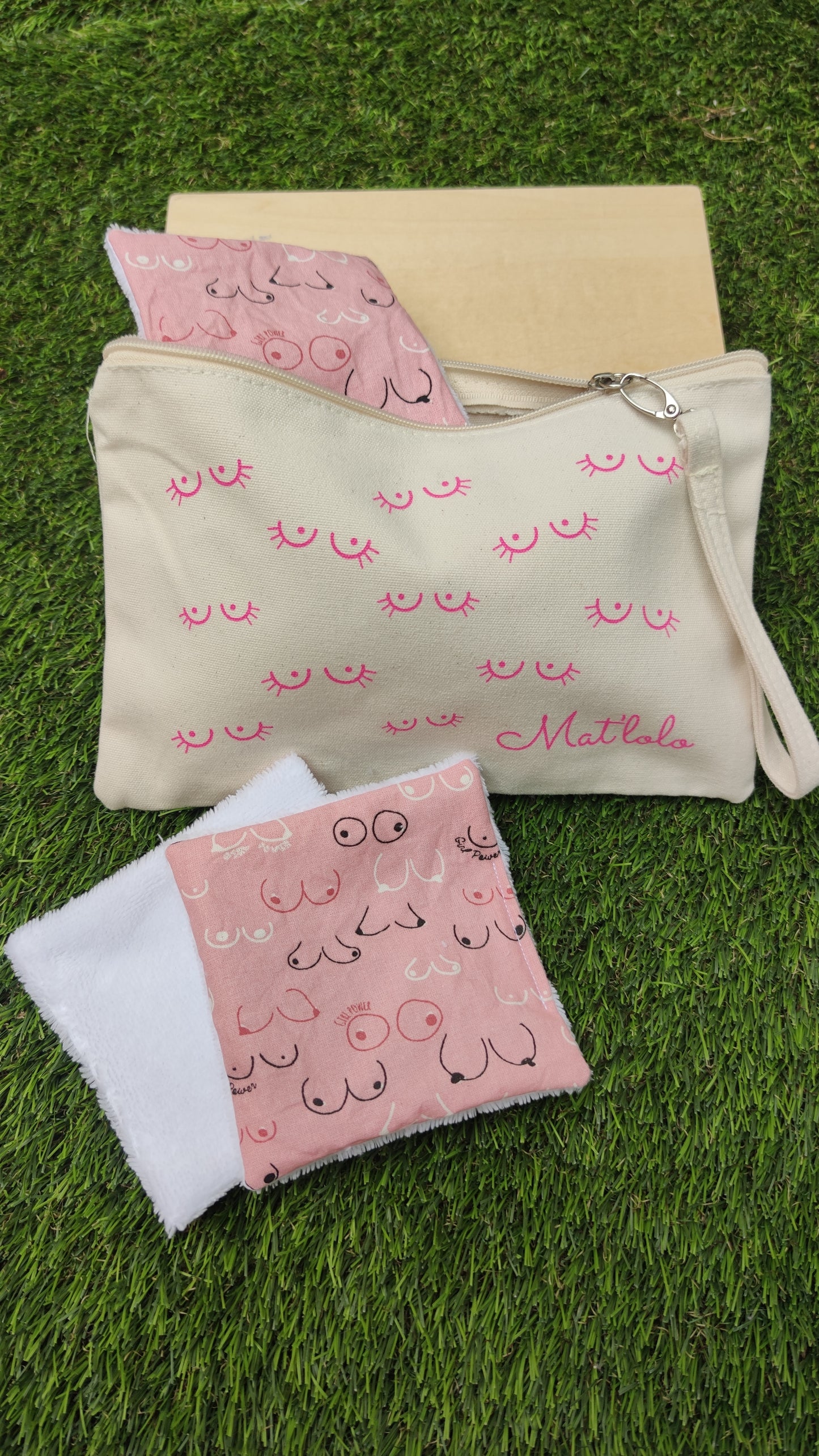 Trousse et Lingettes Lavables lot spécial Octobre Rose